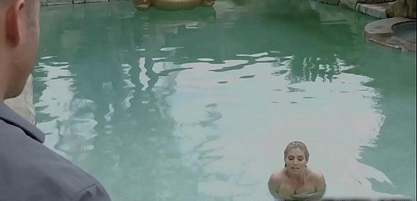  Hot MILF Christie Stevens caught naked in her neighbors pool then she spreads her pussy and ended up getting drilled by neighbor cock.